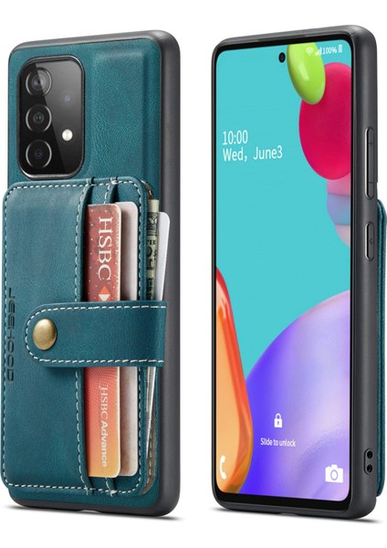 Samsung Galaxy A32 4g (Ab Versiyonu) 2'si 1 Arada Tasarım Deri Kaplı Tpu Kapak Cüzdanı Rfıd Engelleme Önleme Önleyici Telefon Kasası Mavisi (Yurt Dışından)