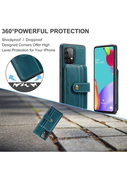 Samsung Galaxy A32 4g (Ab Versiyonu) 2'si 1 Arada Tasarım Deri Kaplı Tpu Kapak Cüzdanı Rfıd Engelleme Önleme Önleyici Telefon Kasası Mavisi (Yurt Dışından)