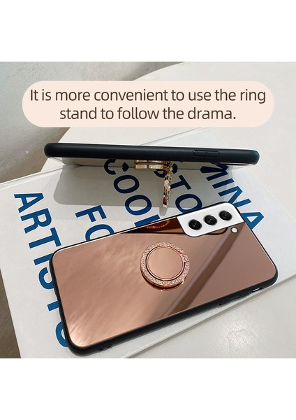 Samsung Galaxy S21 Fe 5g Için Ayna Tasarım Anti-Çizelge Anti-Koruyucu Kapak Tpu+Pc Metal Sac Ring Kickstand-Silver ile Hibrit Cep Telefon Kılıfı (Yurt Dışından) modelleri