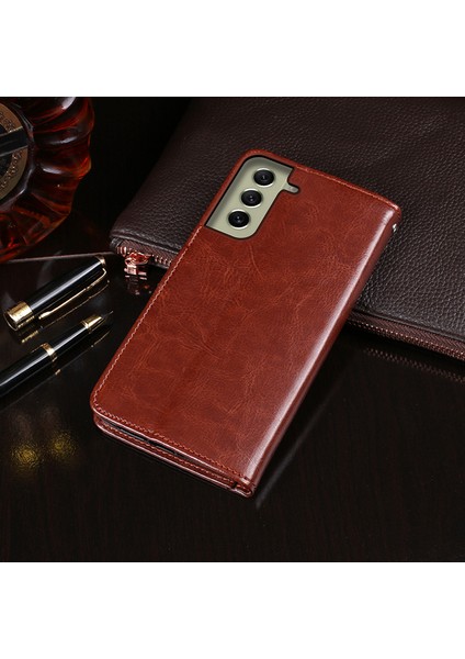 Samsung Galaxy S21 Fe 5g Şok Geçirmez Çılgın At Dokusu Koruyucu Kapak Pu Deri+Tpu Stand Cüzdan Telefon Case Sky Mavi (Yurt Dışından) indirimleri