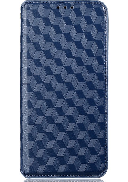 Samsung Galaxy A02S (166.5X75.9X9.2MM) Baskı Rhombus Pu Deri Cüzdan Telefon Kılıfı Stand Kabuk-Mavi (Yurt Dışından)