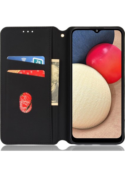 Samsung Galaxy A02S (166.5X75.9X9.2MM) Baskı Rhombus Pu Deri Cüzdan Telefon Kılıfı Stand Kabuk-Mavi (Yurt Dışından)