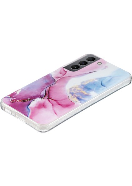 Samsung Galaxy S22+5G Mermer Desen Tpu Telefon Geri Kapak Imd Işlem Koruyucu Vaka Pembe/mavi (Yurt Dışından)