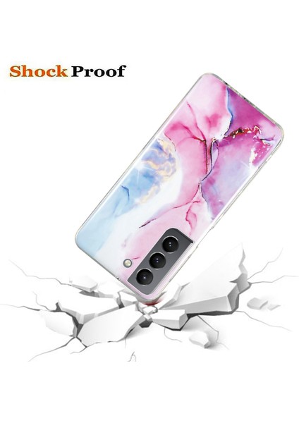Samsung Galaxy S22+5G Mermer Desen Tpu Telefon Geri Kapak Imd Işlem Koruyucu Vaka Pembe/mavi (Yurt Dışından)