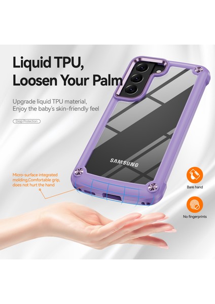 Samsung Galaxy S22+5G Için Cep Telefonu Kılıfı, Scratch-Dayanıklı Pc+Tpu Hibrit Koruyucu Kapak Kılıfı Kayış-Moral/mor (Yurt Dışından)