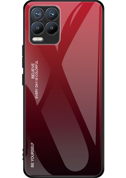 Realme 8/8 Pro-Kırmızı/siyah Için Bicolor Gradyan Tasarım ile Ince Çizelge Esnek Kalite Temperli Cam Kılıf (Yurt Dışından)