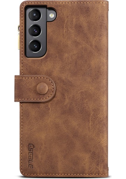 Samsung Galaxy S22 5g Çok Fonksiyonlu Fermuar Cep Cüzdanı Stand Telefon Kapak Kılıfı Bilek Kayış-Brown (Yurt Dışından) fırsatları