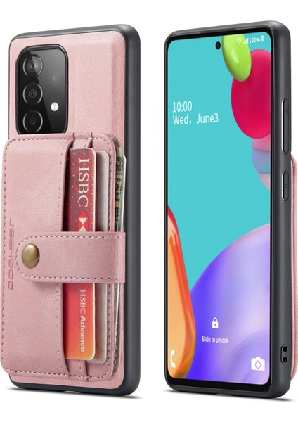 Samsung Galaxy A52 4G/5G/A52S 5g Deri Kaplamalı Tpu Kapak Anti-Çizgiye Iyi Korunabilen Çıkarılabilir Çıkarılabilir 2'si 1 Arada Cüzdan Rfıd Engelleme Telefon Vaka-Pembe (Yurt Dışından)