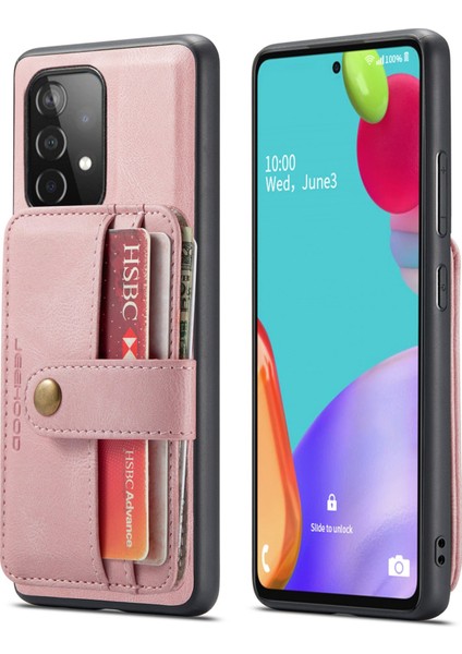 Samsung Galaxy A32 5G/M32 5g Için 2'si 1 Arada Tasarım Deri Kaplamalı Tpu Kapağı Güçlü Mıknatıs Cüzdanı Rfıd Engelleme Cep Telefonu Vaka-Pembe (Yurt Dışından)
