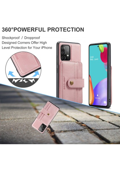 Samsung Galaxy A32 5G/M32 5g Için 2'si 1 Arada Tasarım Deri Kaplamalı Tpu Kapağı Güçlü Mıknatıs Cüzdanı Rfıd Engelleme Cep Telefonu Vaka-Pembe (Yurt Dışından)