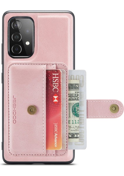 Samsung Galaxy A32 5G/M32 5g Için 2'si 1 Arada Tasarım Deri Kaplamalı Tpu Kapağı Güçlü Mıknatıs Cüzdanı Rfıd Engelleme Cep Telefonu Vaka-Pembe (Yurt Dışından)