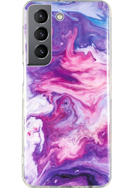 Samsung Galaxy S22+5G Mermer Desen Tpu Telefon Geri Kapak Imd Işlemi Koruyucu Kılıf Kırmızısı (Yurt Dışından)