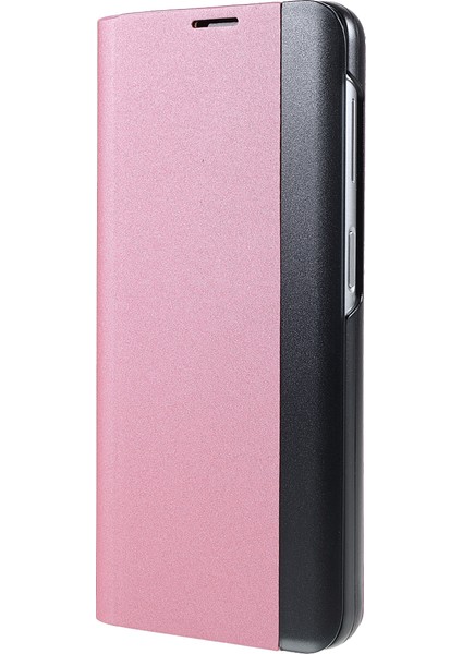 Samsung Galaxy A32 5G/M32 5g Pencereyi Görüntüle Deri Stand Telefon Vaka-Pembe (Yurt Dışından)