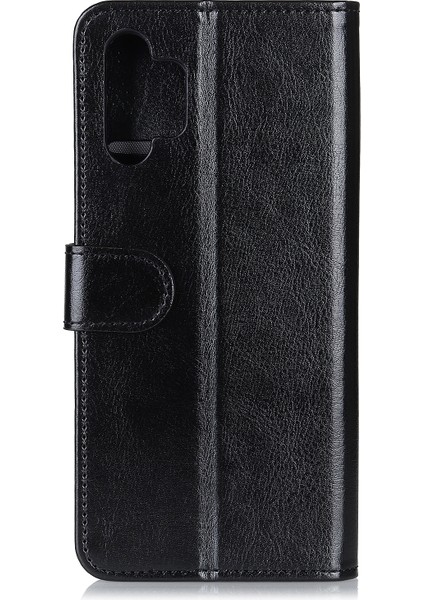 Çılgın At Cüzdan Stand Samsung Galaxy A32 5G/M32 5g-Black Için Deri Telefon Koruyucu Kılıf (Yurt Dışından)