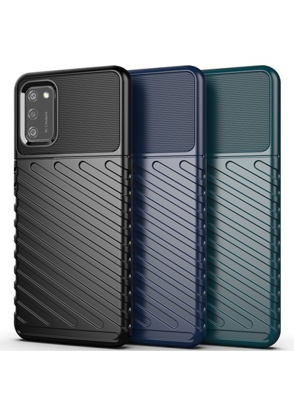 Thunder Serisi Yumuşak Tpu Twill Doku Tasarım Samsung Galaxy A02S (164.2X75.9X9.1MM)/GALAXY A02S (166.5X75.9X9.2MM) -Black Için (Yurt Dışından)