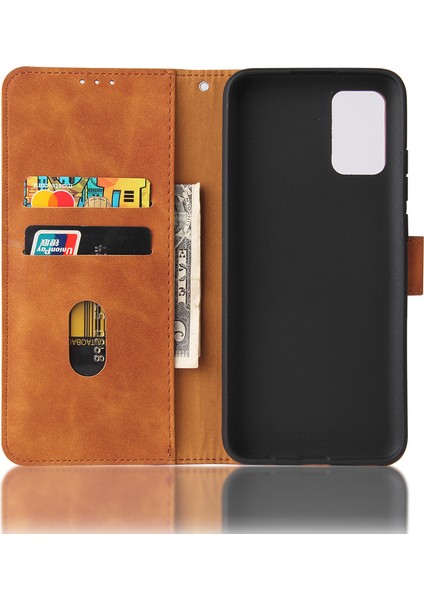 Cüzdan Stand Tasarımı Samsung Galaxy A02S (166.5X75.9X9.2MM) Için Cilt Duyar Cüzdan Deri Telefon Kılıfı (Yurt Dışından)