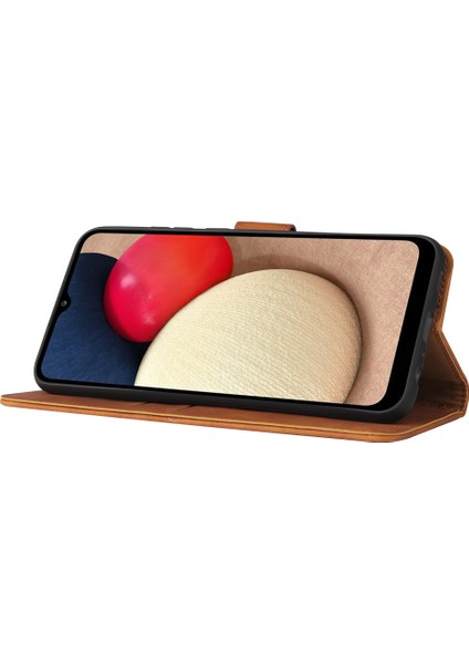 Cüzdan Stand Tasarımı Samsung Galaxy A02S (166.5X75.9X9.2MM) Için Cilt Duyar Cüzdan Deri Telefon Kılıfı (Yurt Dışından)