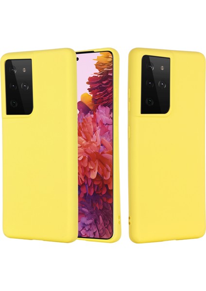 Samsung Galaxy S21 Ultra 5g Şok Geçirmez Yumuşak Sıvı Silikon Kapak Cep Telefonu Kabuğu Koruması Vaka Sarı (Yurt Dışından)