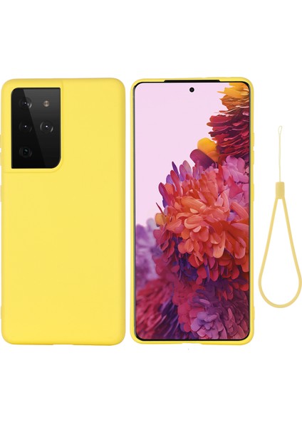 Samsung Galaxy S21 Ultra 5g Şok Geçirmez Yumuşak Sıvı Silikon Kapak Cep Telefonu Kabuğu Koruması Vaka Sarı (Yurt Dışından)