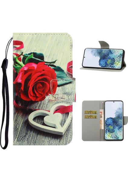 Samsung Galaxy S21 Ultra 5g-Rose Için Pu Deri Cüzdan Stand Telefon Kılıfı (Yurt Dışından)
