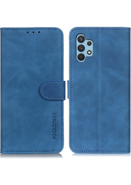 Samsung Galaxy A32 4g Için Khazneh Cüzdan Tasarım Telefon Kılıfı, Retro Style Pu Deri Deri Şok Geçirmez Flip Kapak Stand-Blue (Yurt Dışından)