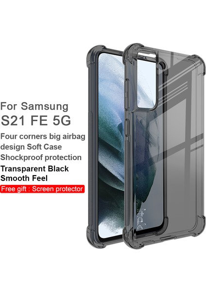 Samsung Galaxy S21 Fe-Transparent Siyah Için Tam Kapsama Şok Geçirmez Esnek Tpu Kasası Kapak+Ekran Koruyucusu (Yurt Dışından) modelleri