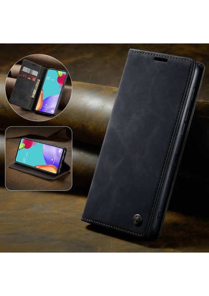 Samsung Galaxy A52 5G/4G/A52S 5g-Black Için Otomatik Emilmiş Deri Cüzdan Stand Kılıfı (Yurt Dışından)