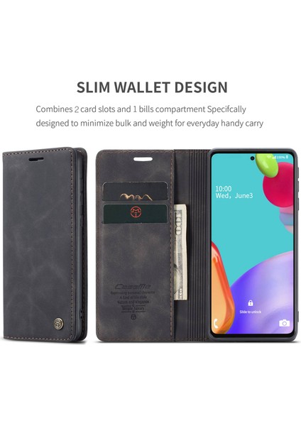 Samsung Galaxy A52 5G/4G/A52S 5g-Black Için Otomatik Emilmiş Deri Cüzdan Stand Kılıfı (Yurt Dışından) fırsatları