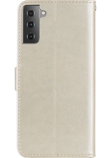 Baskı Baykuş Çiçek Deri Cüzdan Stand Samsung Galaxy S21 Fe-Gold Için Telefon Kılıfı (Yurt Dışından)