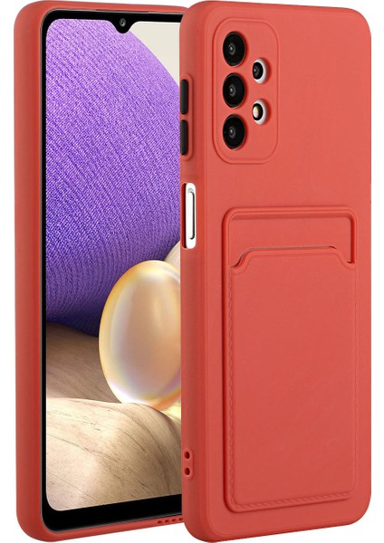 Samsung Galaxy A32 4g-Red Için Kart Tutucu Kapağı ile Damla Dayanıklı Yumuşak Tpu Telefon Kılıfı (Yurt Dışından)