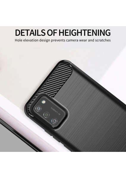 1.8mm Fırçalanmış Yüzey Tpu Kılıf Hava Yastığı Tamponlama Köşeler Karbon Fiber Doku Samsung Galaxy A02S (164.2X75.9X9.1MM) Için Koruyucu Kapak -Black (Yurt Dışından)