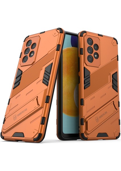 Samsung Galaxy A53 5g-Orange Için Iyi Korunmuş Anti-Drop Eller Serbest Kickstand Tasarımı Tpu+Pc Hibrid Telefon Kılıfı Kapak (Yurt Dışından)