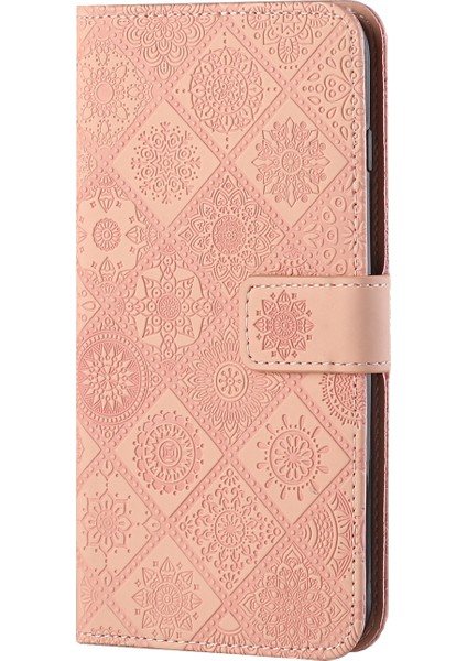 Samsung Galaxy A32 5G/M32 5g Mıknatıs Telek Strap-Pink ile Basklı Çiçek Cüzdan Deri Kılıf (Yurt Dışından)