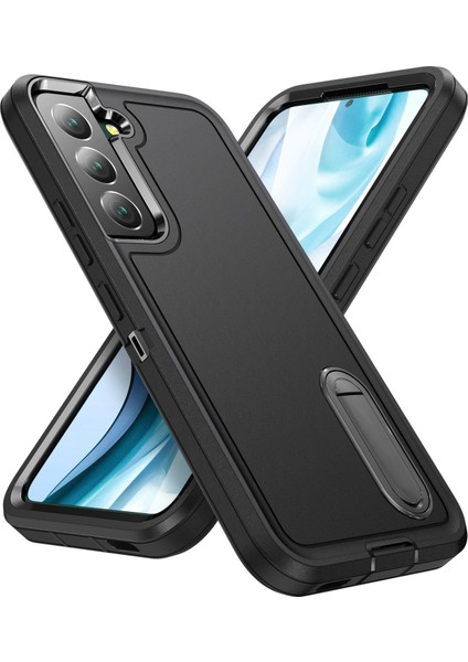 Defender Serisi Metal Kickstand Telefon Kılıfı Samsung Galaxy S22 5g, Damla Dayanıklı Pc+Tpu Hibrid Kapak Siyahı/siyah (Yurt Dışından)