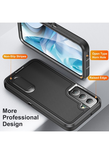 Defender Serisi Metal Kickstand Telefon Kılıfı Samsung Galaxy S22 5g, Damla Dayanıklı Pc+Tpu Hibrid Kapak Siyahı/siyah (Yurt Dışından) fırsatları