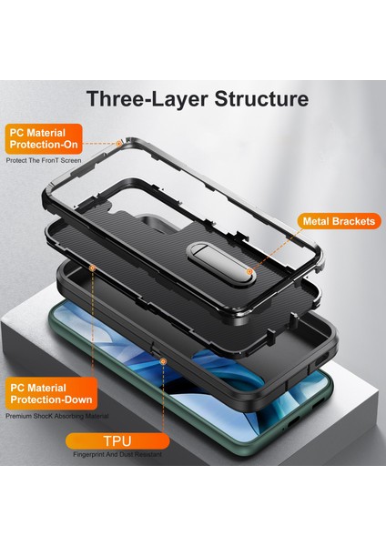 Defender Serisi Metal Kickstand Telefon Kılıfı Samsung Galaxy S22 5g, Damla Dayanıklı Pc+Tpu Hibrid Kapak Siyahı/siyah (Yurt Dışından) indirimleri
