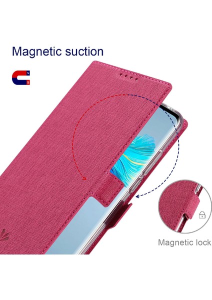 Samsung Galaxy S21 Fe-Rose Için Cüzdan Tasarım Deri Telefon Stand Kapağı (Yurt Dışından)