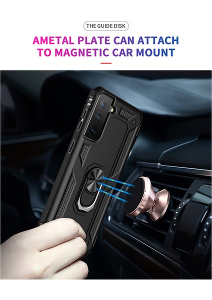 Samsung Galaxy S21 Fe-Black Için Finger Ring Kickstand ile Fall Anti-Fone Hibrid Pc+Tpu+Metal Kılıf Kapağı (Yurt Dışından) indirimleri