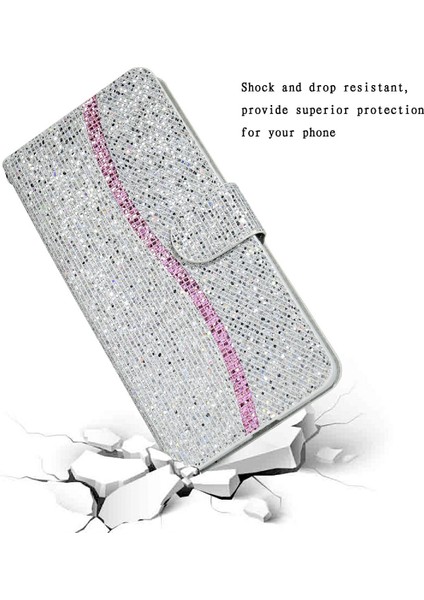 Cüzdan Stand Tasarımı Hafif Toz Deri Kılıf Samsung Galaxy S21 Fe-White Için El Kayışı ile Deri Kılıf (Yurt Dışından)