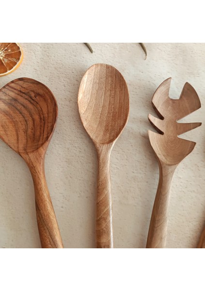 Ahşap Tahta Servis, Sunum Kaşığı ve Spatula Seti - El Yapımı - Ceviz Ağacı modelleri