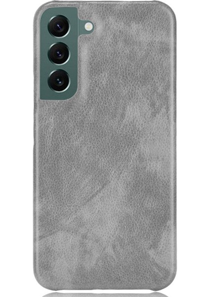 Samsung Galaxy S22 Için 5g Pu Deri Kaplama Litchi Doku Anti-Fall Sert Pc Telefon Case-Grey (Yurt Dışından)