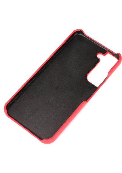 Samsung Galaxy S22 Için 5g Pu Deri Kaplama Litchi Doku Anti-Fall Sert Pc Telefon Case-Grey (Yurt Dışından)