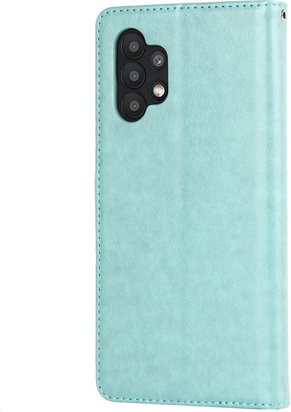 Samsung Galaxy A32 5g 5g R61 Doku Düşük Dikiş Telefon Kılıfı Tasarımı Çift Taraflı Manyetik Toka Deseni Baskılı Pu Deri Kapak Stand-Işık Yeşil (Yurt Dışından)
