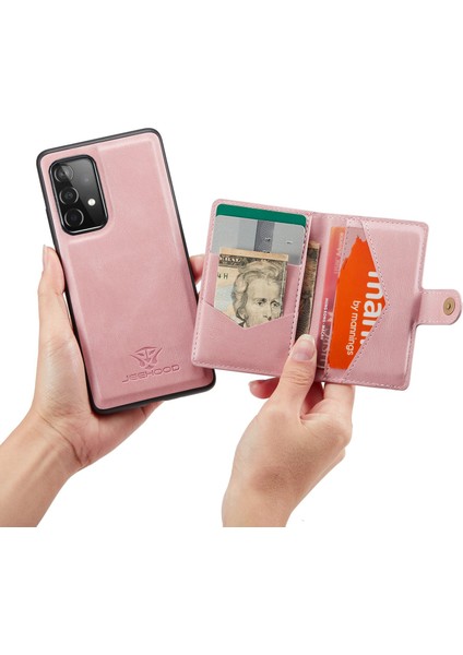 Samsung Galaxy A32 5G/M32 5g Manyetik Cüzdan Telefon Kapağı Çıkarılabilir Deri Kaplamalı Tpu Kickstand Telefon Kılıfı Altın (Yurt Dışından)