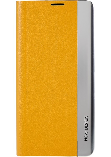 Samsung Galaxy S21 Fe 5g Pu Deri Stand Otomatik Emilim Anti-Drop Elektrografa Telefon Kapağını Sarı Sarı (Yurt Dışından)