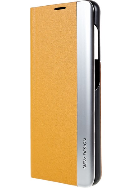 Samsung Galaxy S21 Fe 5g Pu Deri Stand Otomatik Emilim Anti-Drop Elektrografa Telefon Kapağını Sarı Sarı (Yurt Dışından)