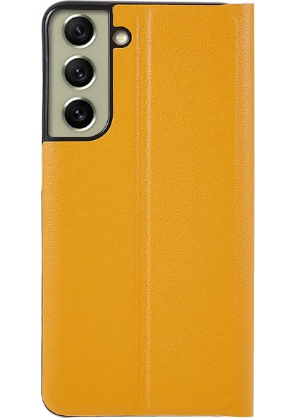 Samsung Galaxy S21 Fe 5g Pu Deri Stand Otomatik Emilim Anti-Drop Elektrografa Telefon Kapağını Sarı Sarı (Yurt Dışından)