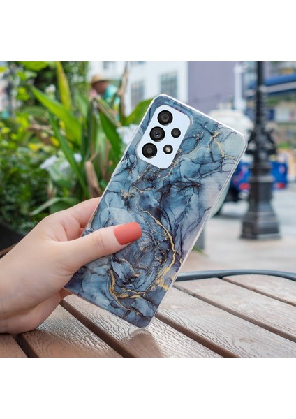Samsung Galaxy A52 4G/A52 5G/A52S 5g Imd Tpu Tpu Tpu Geri Kapak Bırak-Kötü Mermer Desen Kılıf Grey (Yurt Dışından)