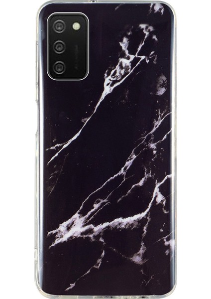 Samsung Galaxy A02S (164.2X75.9X9.1MM) Esnek Tpu Telefon Geri Kapağı Imd Mermer Desen Şok Geçirmez Kasa-Siyah (Yurt Dışından)