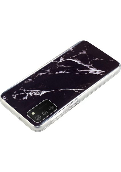 Samsung Galaxy A02S (164.2X75.9X9.1MM) Esnek Tpu Telefon Geri Kapağı Imd Mermer Desen Şok Geçirmez Kasa-Siyah (Yurt Dışından)